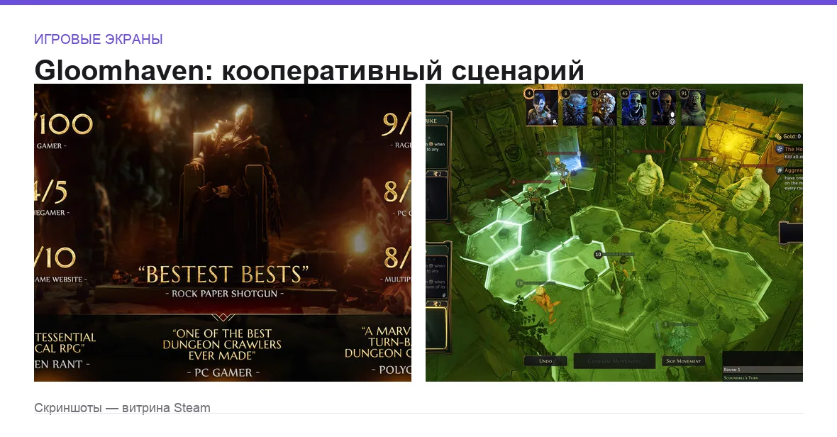 Gloomhaven — игровые экраны