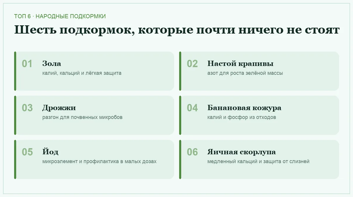 Список шести народных подкормок для сада и огорода