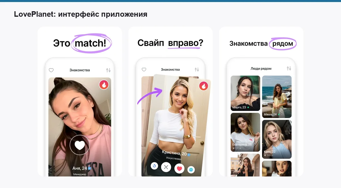 LovePlanet — экраны приложения