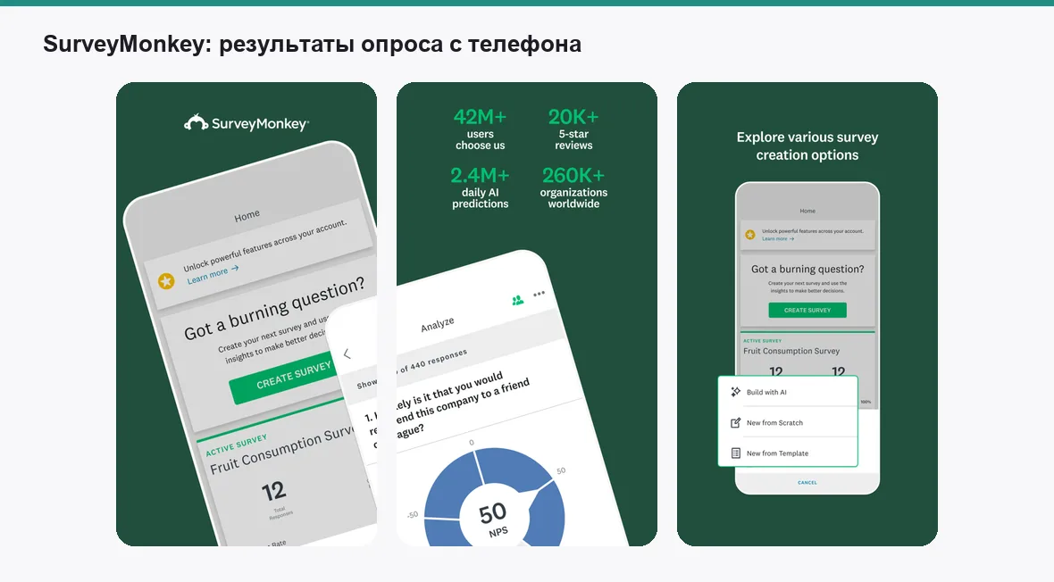 SurveyMonkey — экраны приложения