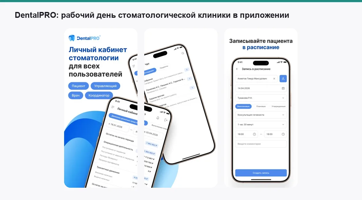DentalPRO — экраны приложения