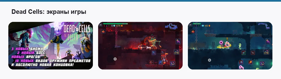 Dead Cells — экраны приложения