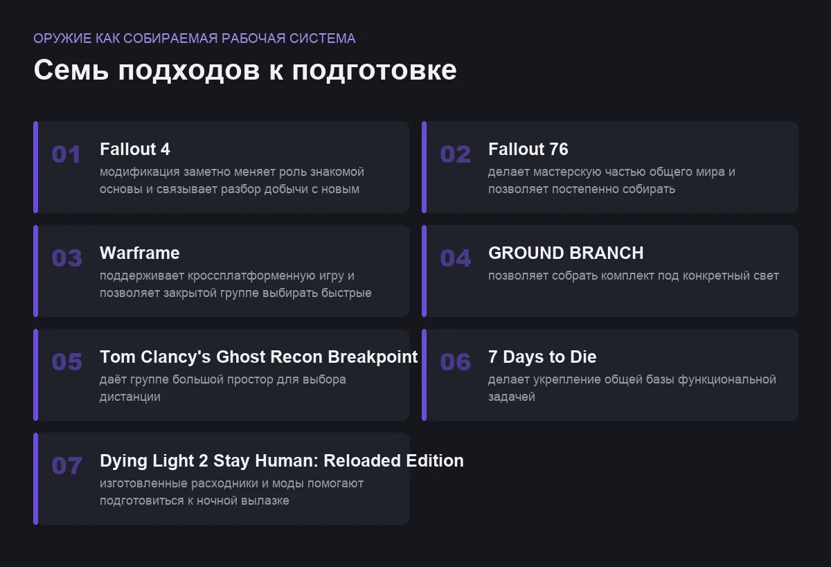 Плитки сравнения игр: оружие как собираемая рабочая система