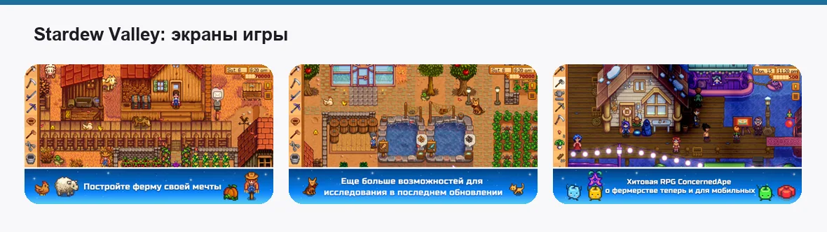 Stardew Valley — экраны приложения