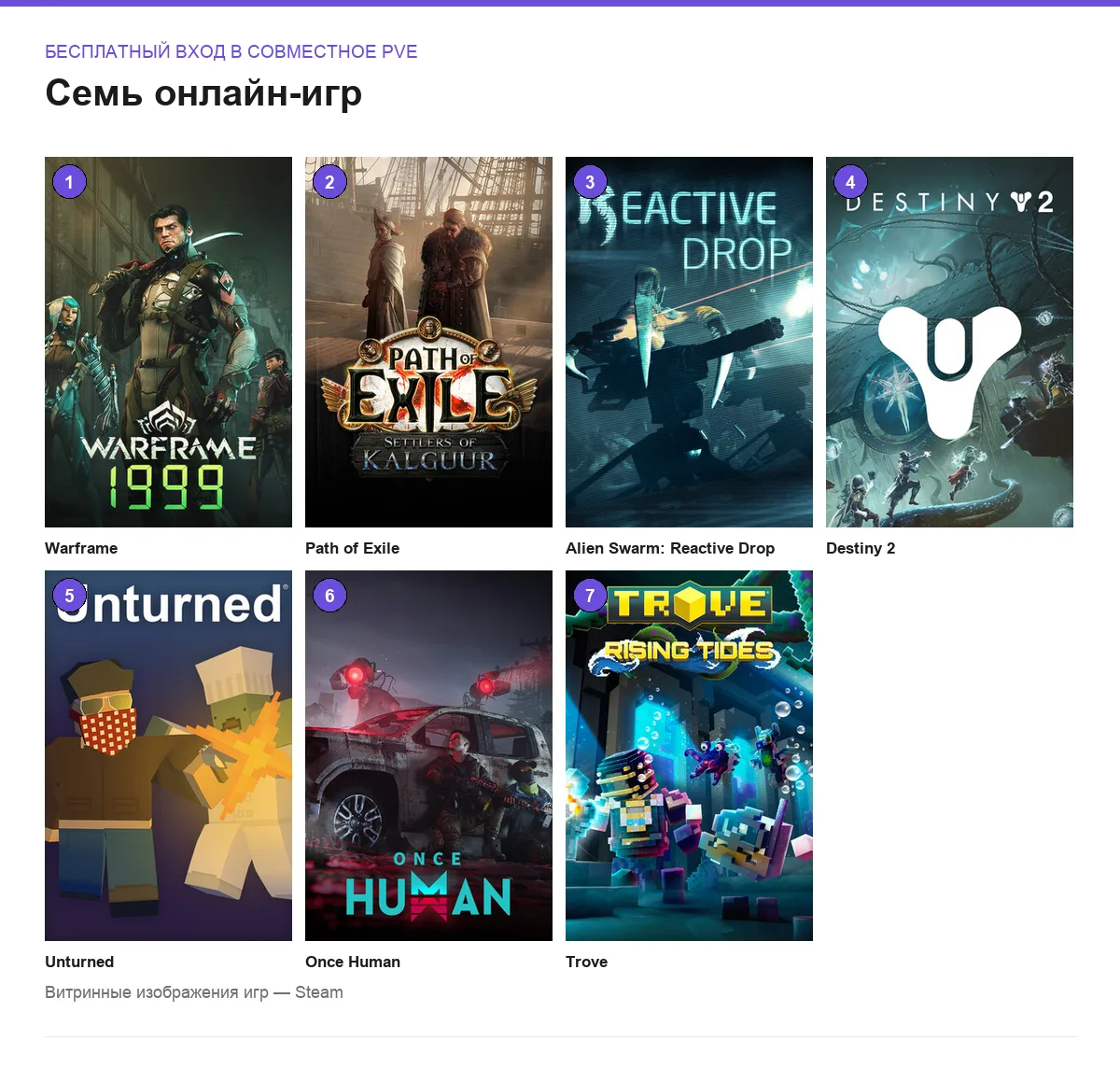 Обложки семи онлайн-игр: бесплатный вход в совместное PvE